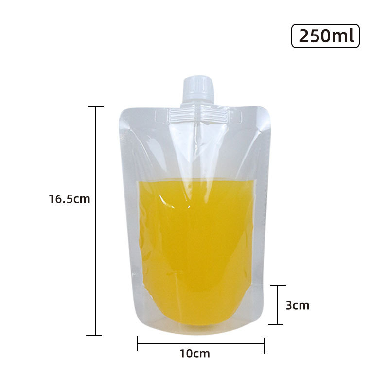 Boquilla de succión de leche de soja bolsa de pie paquete de té con leche bolsa transparente al por mayor bolsa de embalaje de boquilla desechable líquida de medicina china