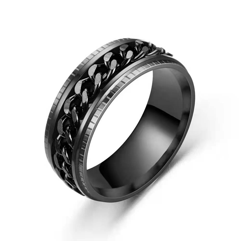 Fashion Round Titanium Steel Plating Rings 1 Piece