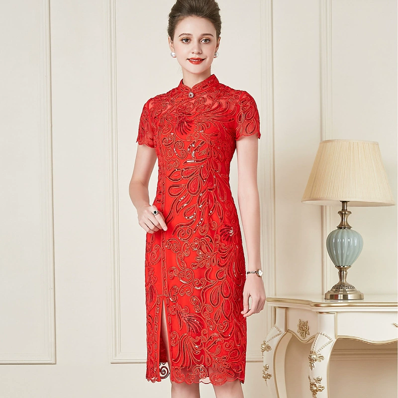 Шэньчжэнь средних лет Женская Свадьба плюс Размер мать-в-законе летом с коротким рукавом платье маленькое платье юбка оптом