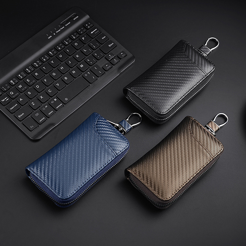 Cartera de hombres de fibra de carbono transfronteriza bolso de negocios con cremallera bolso de gran capacidad multi-tarjeta bolsa