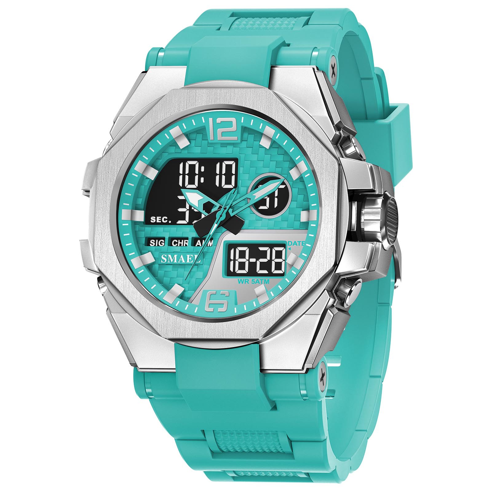 SMAEL Smaller tendencia al aire libre aleación táctica doble reloj de pulsera nocturna impermeable doble reloj electrónico 8103