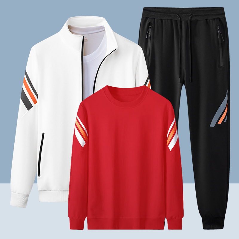 Otoño y invierno pareja de tres piezas juego de carreras deportivas casuales camisetas cardiganes chaqueta universal para hombres y mujeres