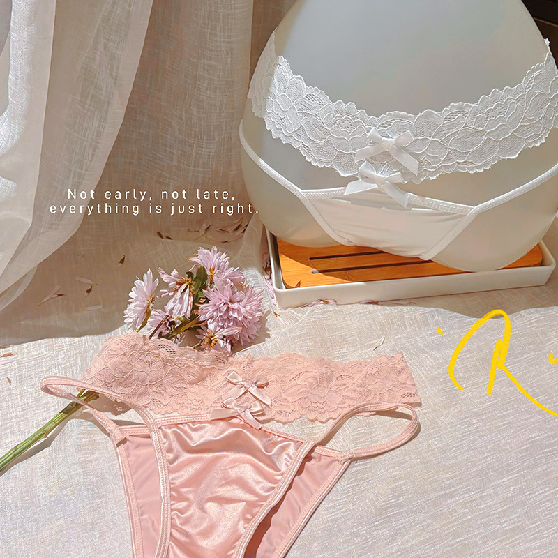 Sexy Underwear Sexy Lace Pure Desire Satin T-Shaped Underwear Hip Temptation Hollow Passion Exposure Hair Sexy Underwear