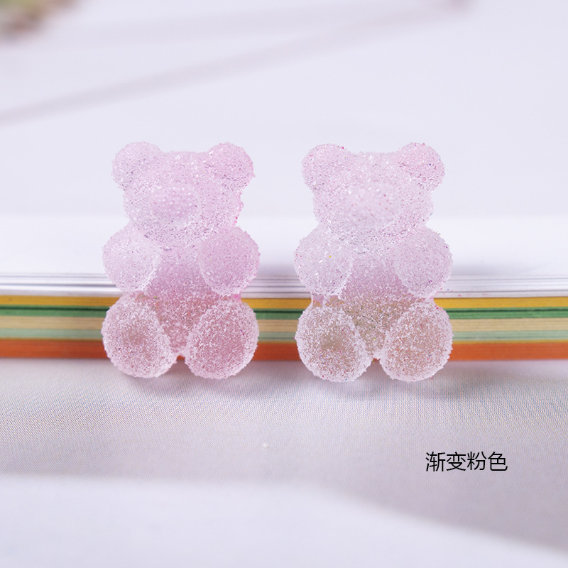 Gradiente de dibujos animados simulación oso jalea suave caramelo DIY accesorios de resina crema pegamento resina teléfono móvil Shell material al por mayor