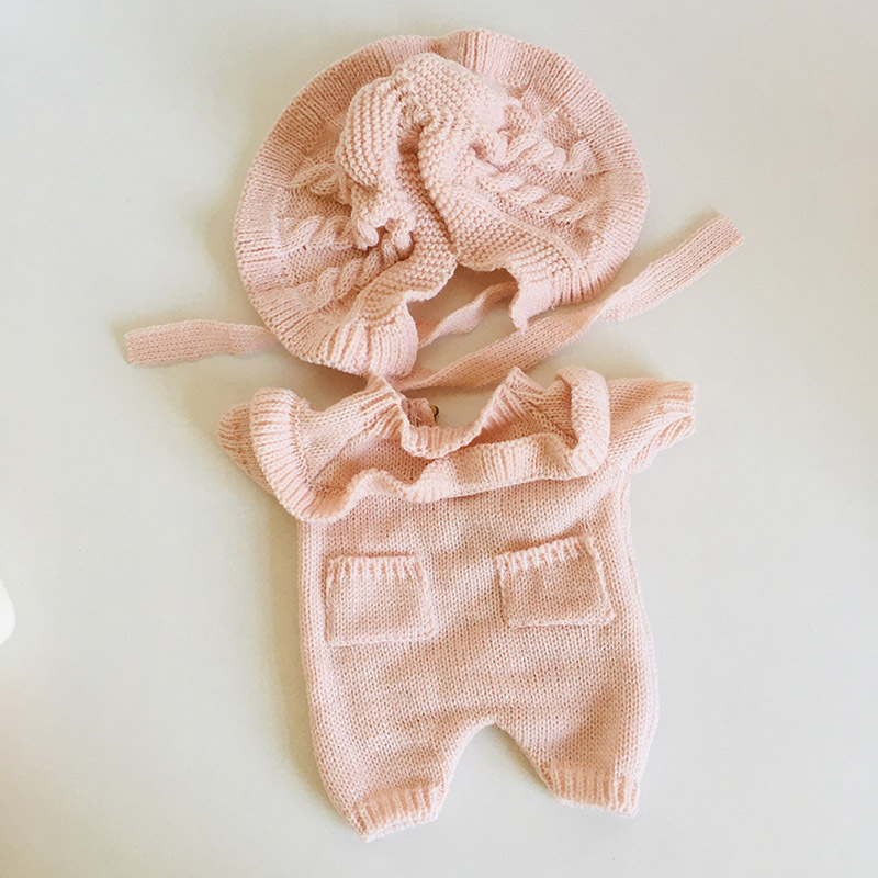 公主线帽+粉连体毛衣