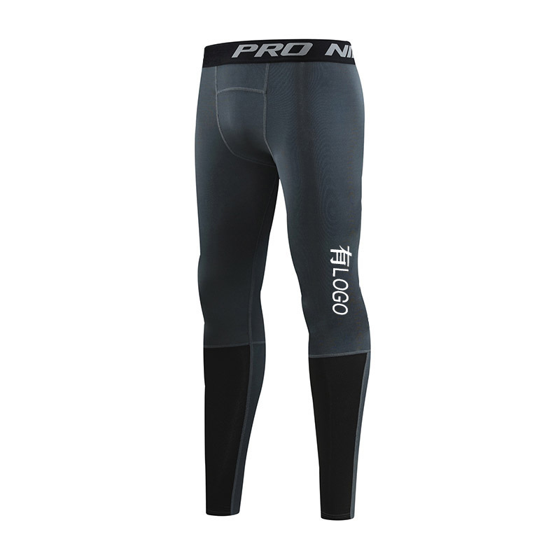 Brand Logo in stock Ice Silk Stretch Sports Tights Men's Spring and Autumn Bottoming Running Basketball Pants Cropped Pants