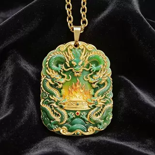 【龙凤】古法珐琅金属吊坠立体浮雕高档挂坠传承国风项链饰品