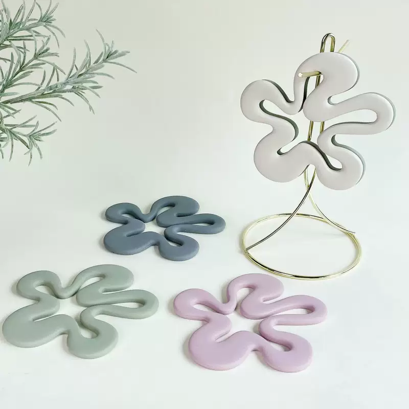 Amazon New Silicone Coaster Ins Korean Style Household Colorful Flower Western Food Table Mat Coffee Cup Anti-Slip Mat
