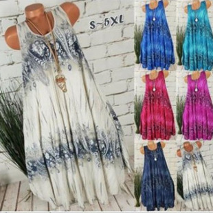 ebay wish amazon summer. European and American fashion women's digital printing dress in stock!