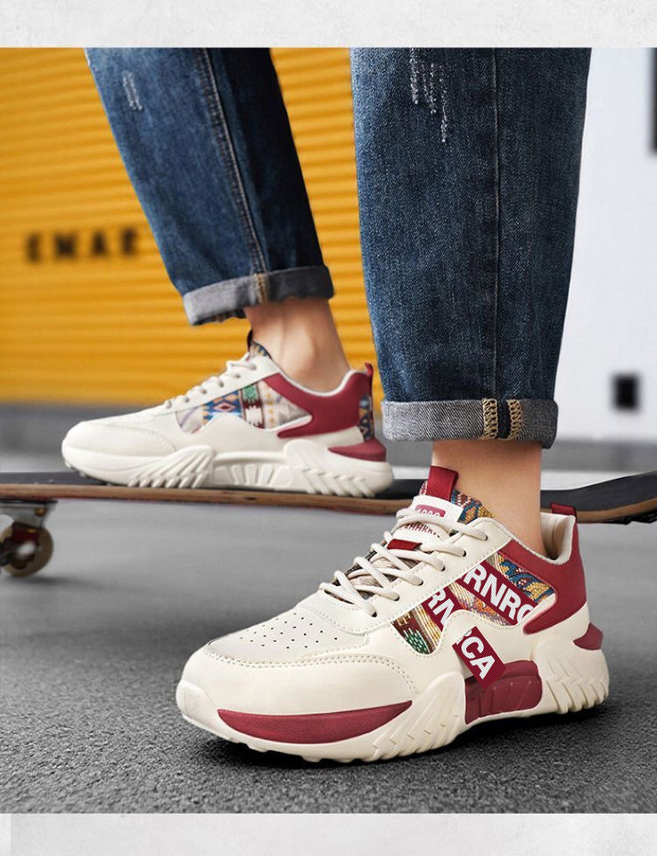 Giày thể thao nam sneaker trắng kiểu mới, giày casual thời trang cho thanh niên, đế dày gót thấp — Màu kaki, Màu xanh dương, màu đỏ chi tiết 17
