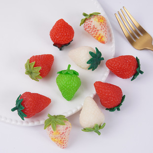 Pvc Artificial Strawberry Keychain Creative Milk White Strawberry Bag Pendant Artificial Fruit Photography Posing Props