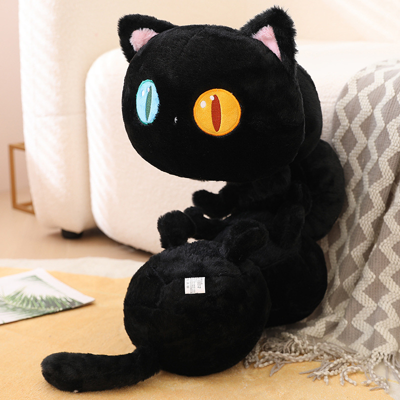 Cross-Border Cute Cat Plush Toy with Different Eyes, Pillow, Stuffed Animal, Bed Companion, Sleeping Doll, Children's Birthday Gift