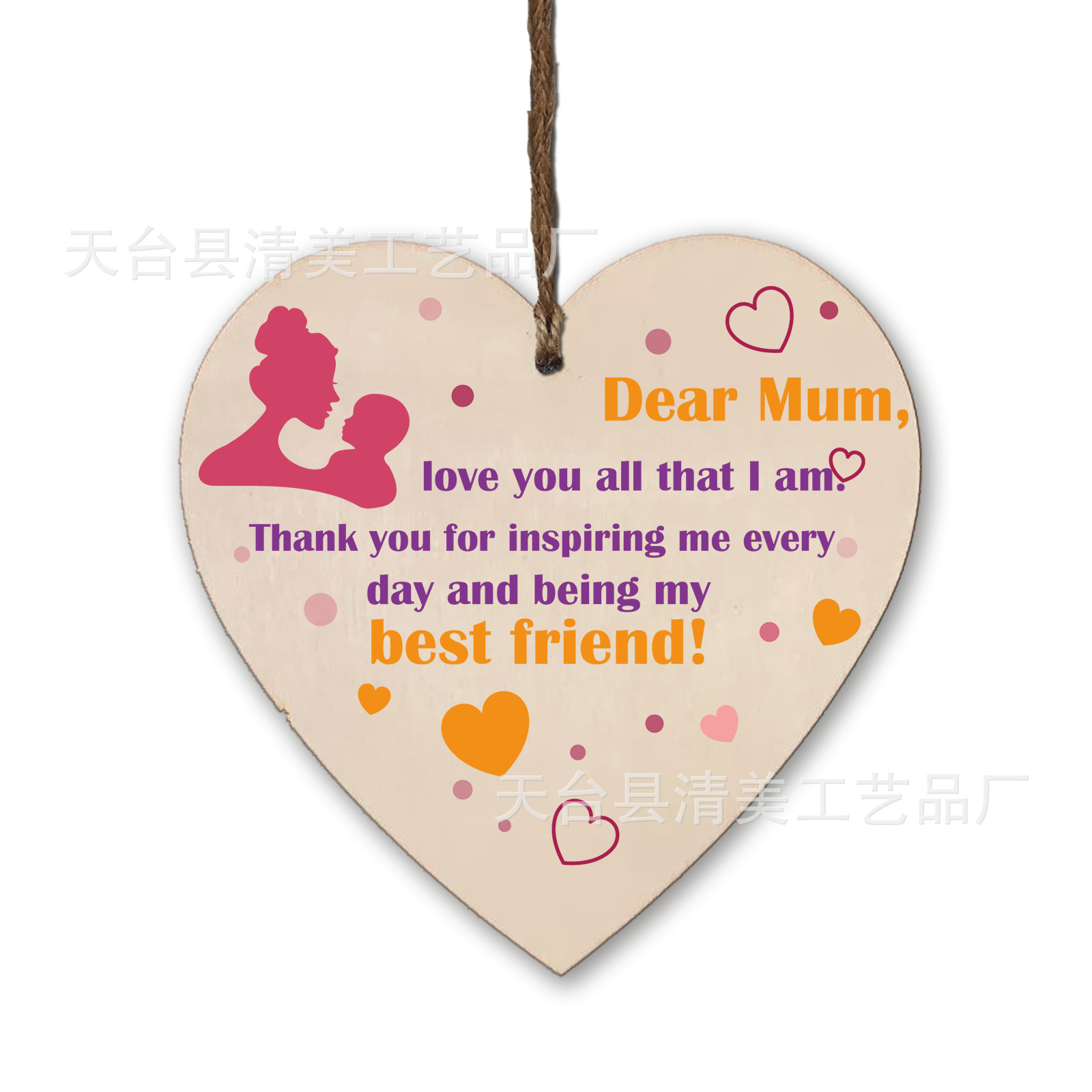 100mm love madera pieza colgante 1 paquete