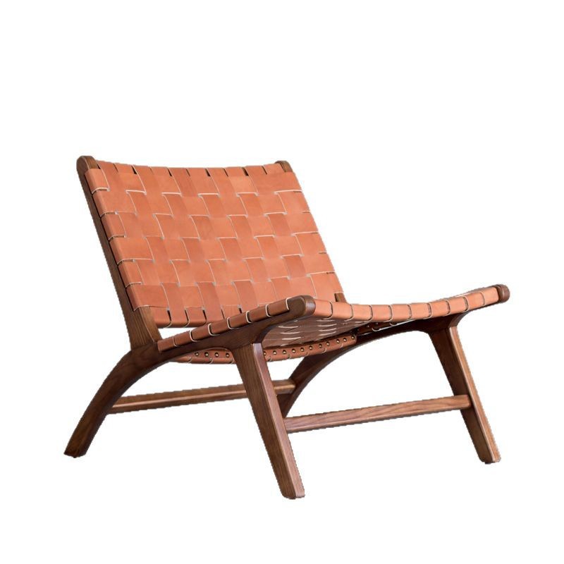 Una silla de silla de madera sólida nórdica sofá retrógrado individual de alojamiento residencial hotel silla de tejido casual