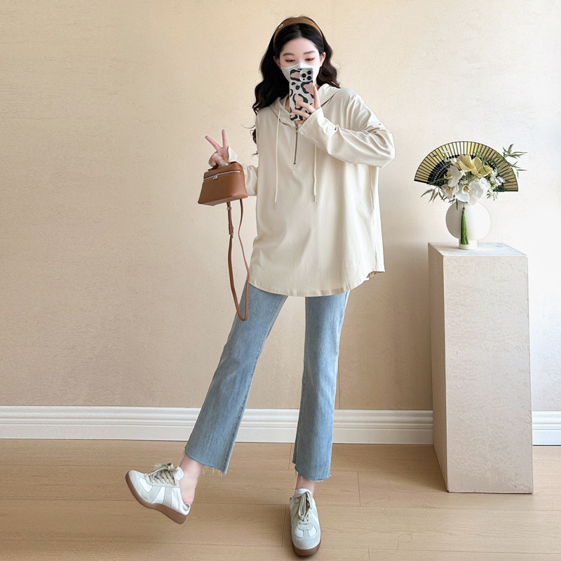 孕妇连帽卫衣女2025春秋新款时尚洋气大码宽松百搭连帽套头上衣服|undefined