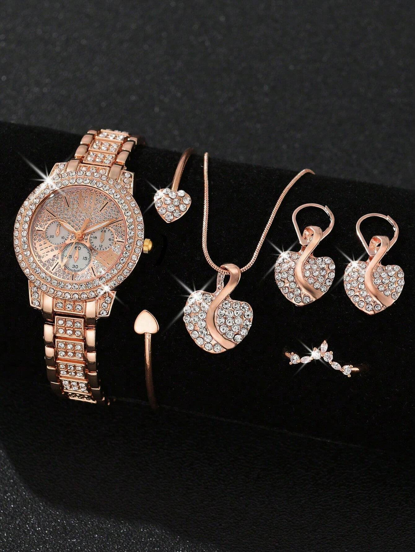 Explosiones transfronterizas Jubabo con diamantes para mujeres reloj conjunto de moda alta sensación romana reloj de cuarzo reloj de pulsera image 11