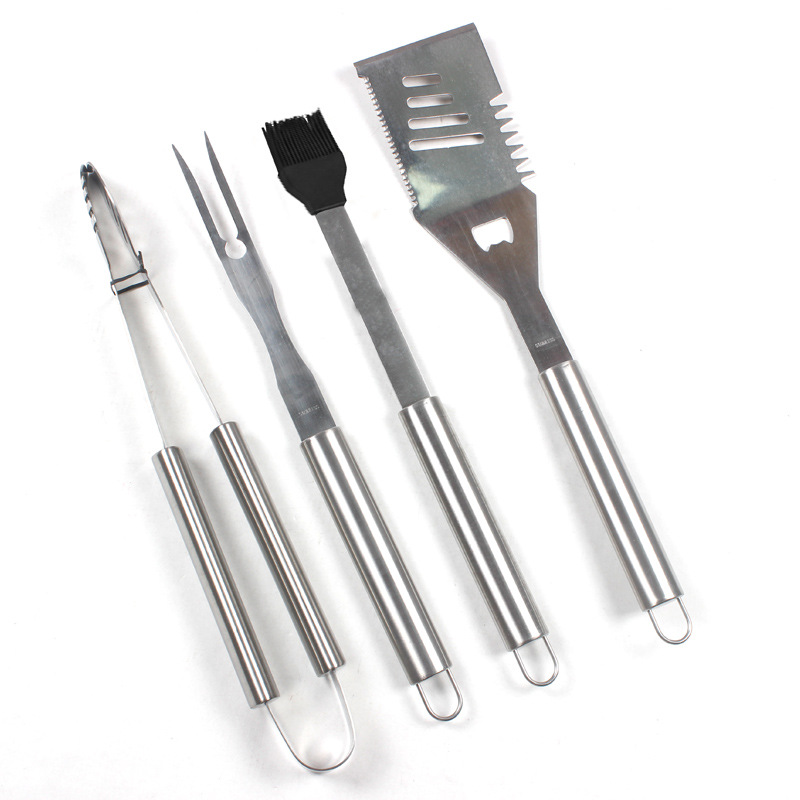 [Fuente fábrica] barbacoa herramientas Acero inoxidable 4-pieza bolso parrilla combinación