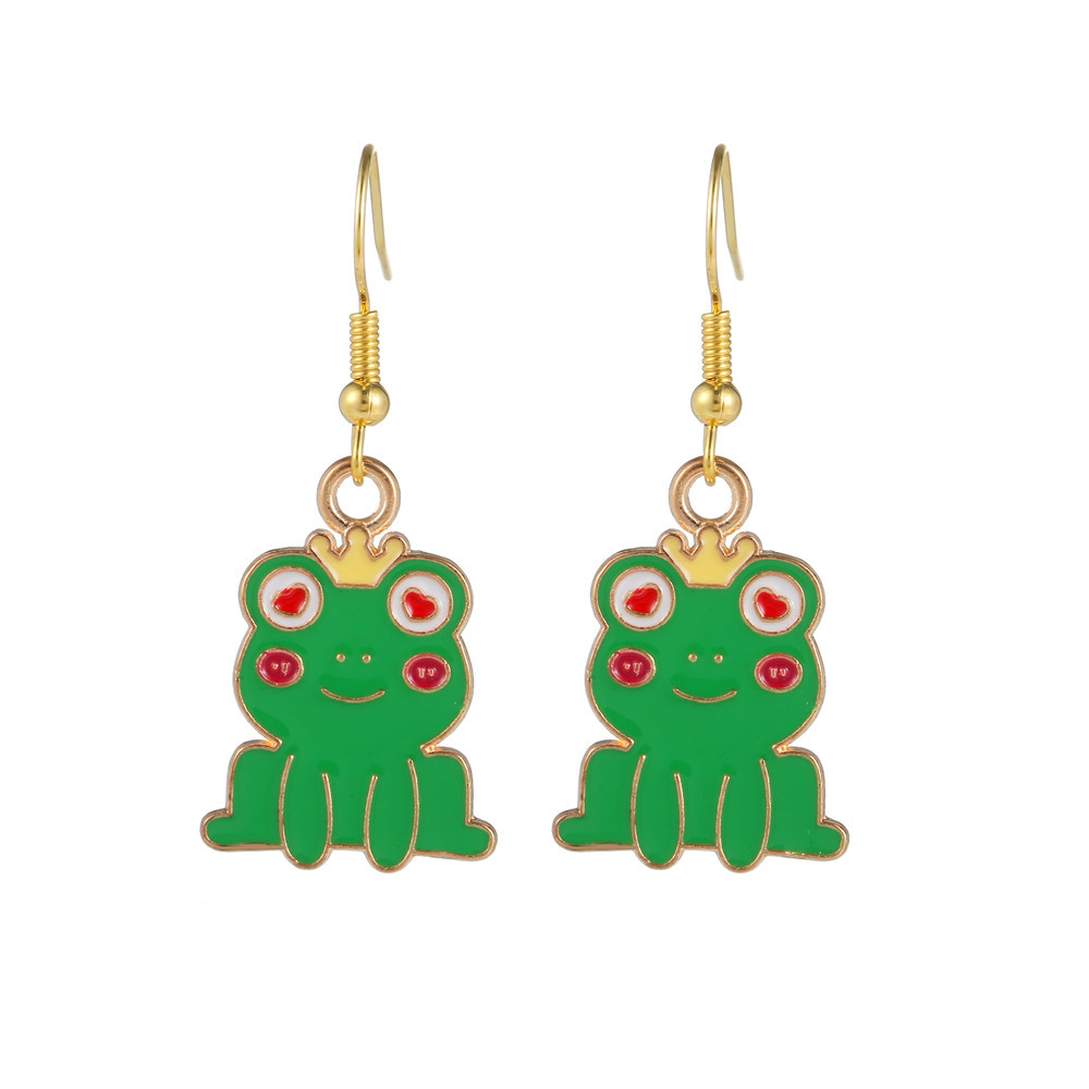 Korean Version Of The Small Dinosaur Bear Frog Alloy Oil Drip Diy Earrings  Cartoon Animal Earrings display picture 2