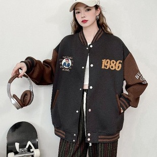 2024 spring new all-match men's and women's same style high quality loose Brie bear bear embroidered patchwork sleeve baseball uniform