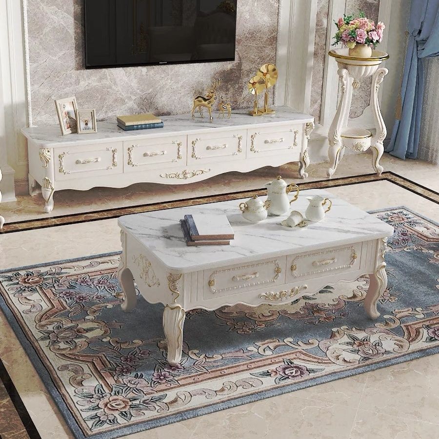 European Coffee Table Living Room Home Small Apartment Light Luxury Simple Modern Bedroom Tv Cabinet Solid Wood Tv Cabinet Combination