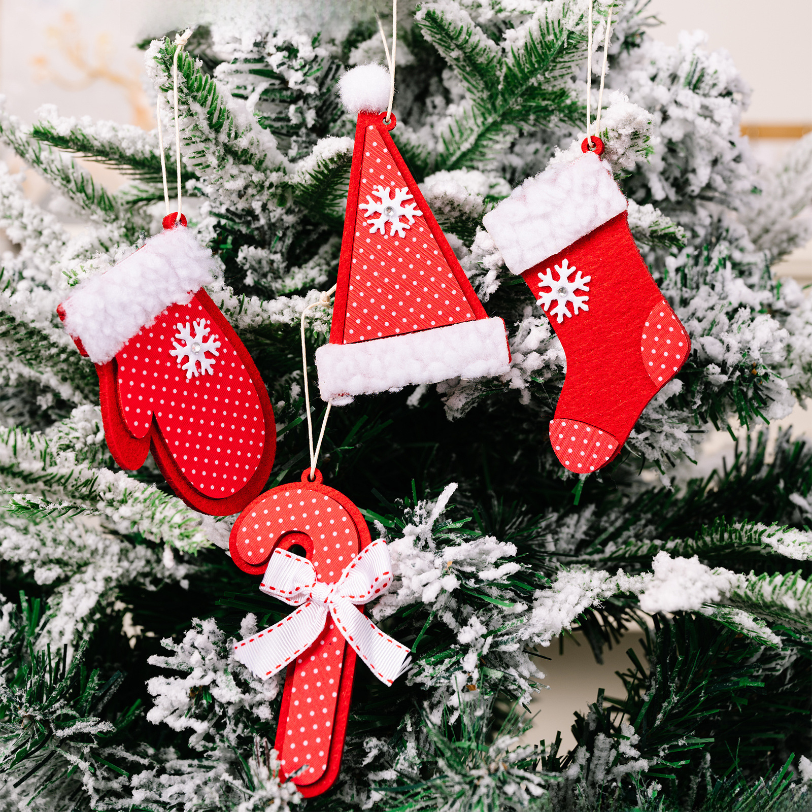 christmas Decoration Pendant Christmas Hat Small Pendant Boots Gloves Crutch Christmas Tree Hanging Ornaments_voghion.com
