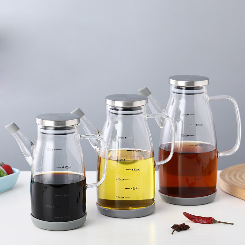 跨境带刻度酱油瓶厨房用品调味瓶不锈钢盖耐热油壶液体调料分装瓶