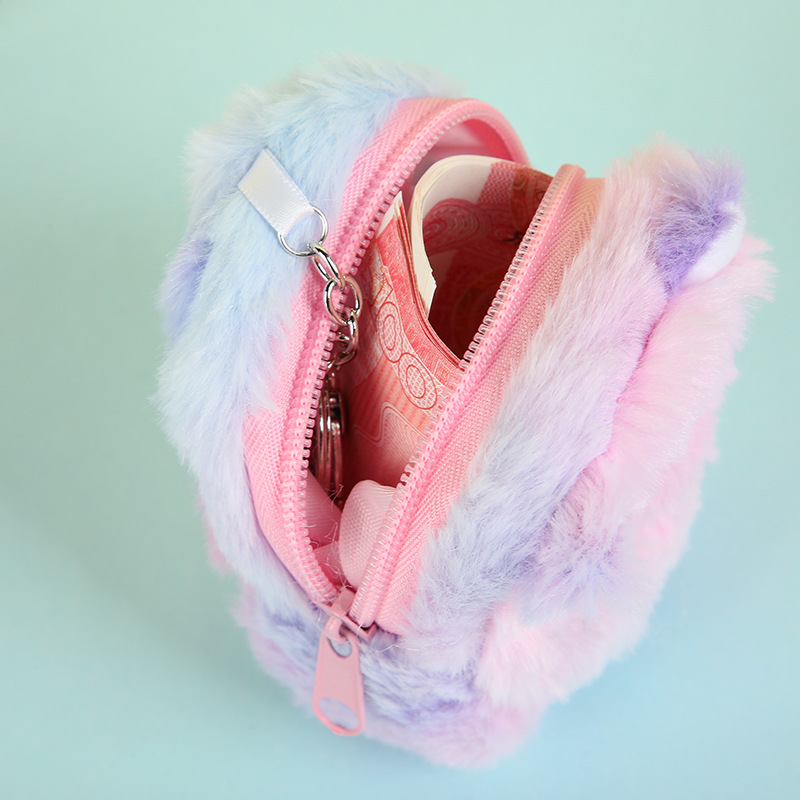 Estilo coreano chica corazón lindo gato monedero estudiante auricular Portátil Bolsa de almacenamiento de felpa bolsa de moneda caja clave