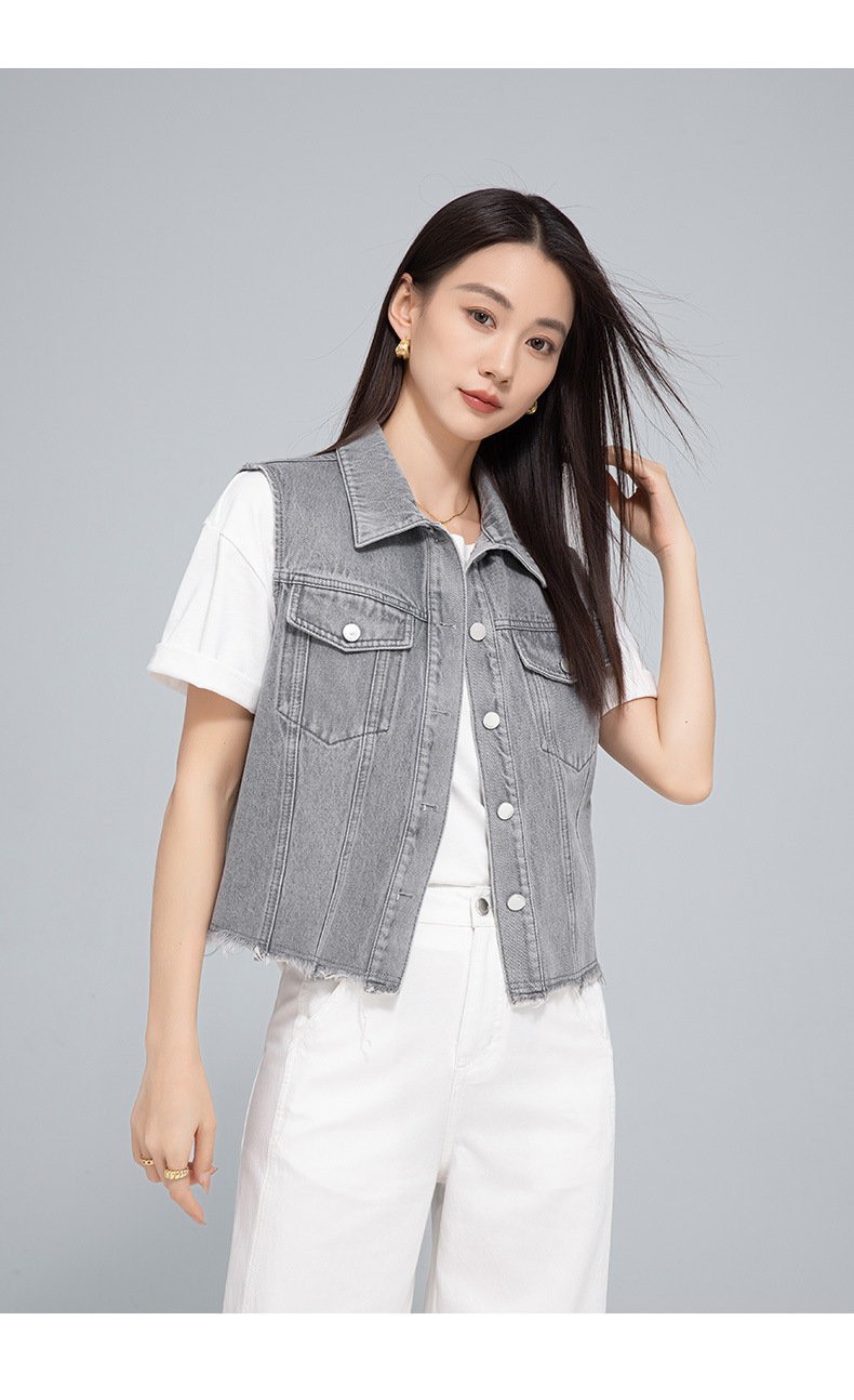 Áo vest denim không tay nữ phong cách Hồng Kông cổ điển — AC65335 chi tiết 21