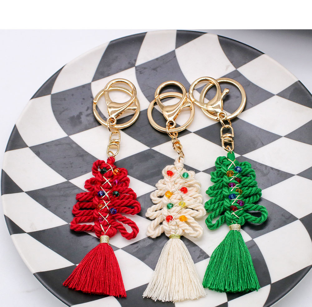 Daily, Street Occasion Cotton Material Christmas Festival Elegant Retro Christmas Tree Cotton Christmas Women's Bag Pendant Keychain