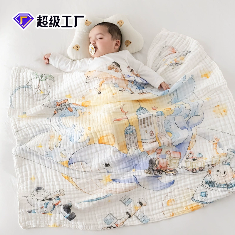 Детское марлевое банное полотенце класса a шесть слоев чистого хлопка детское полотенце для ванной впитывает воду и дышит большой размер новорожденного небольшого одеяла