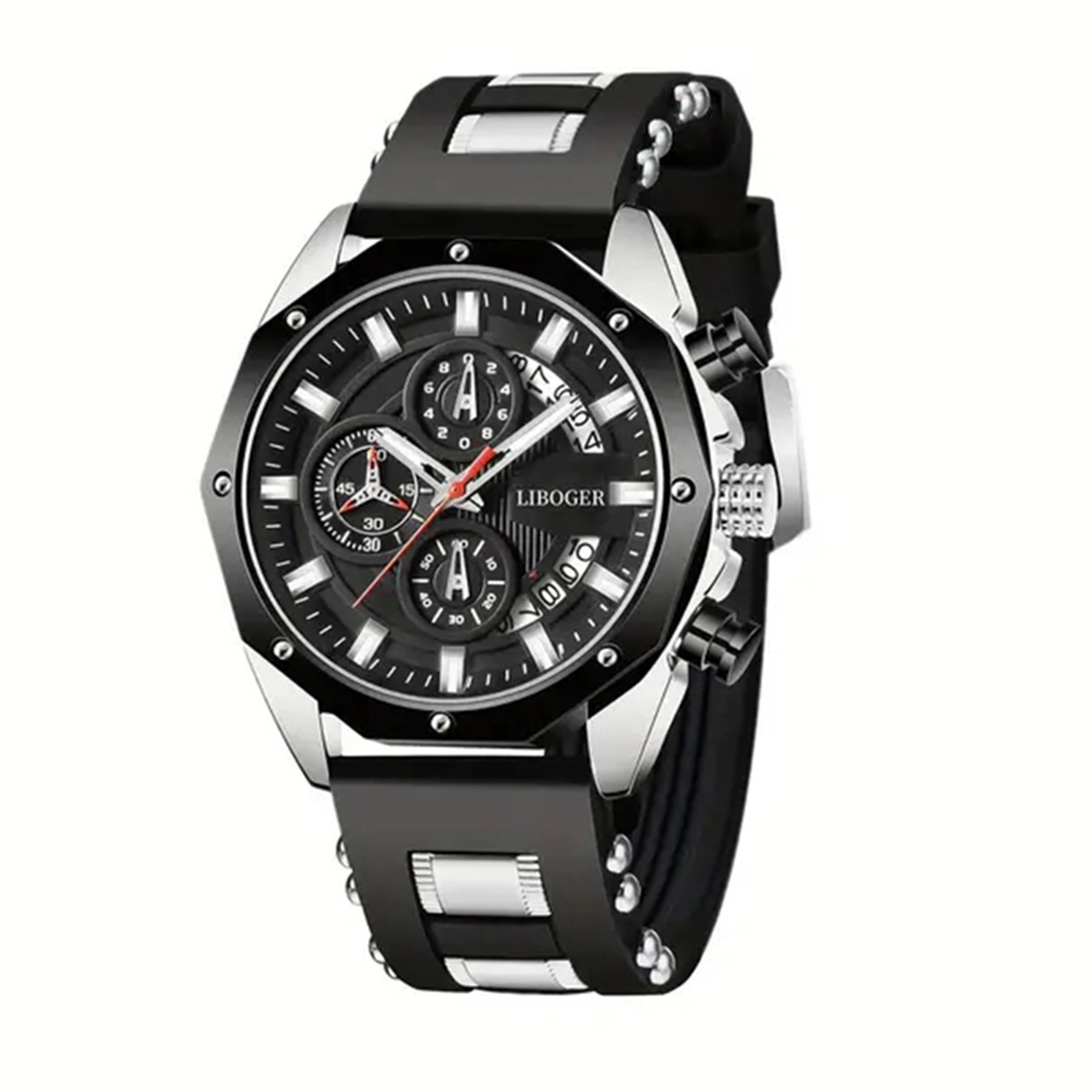 Men's Fashion Silicone Tape Multi functional Calendar Sports Watch_voghion.com
