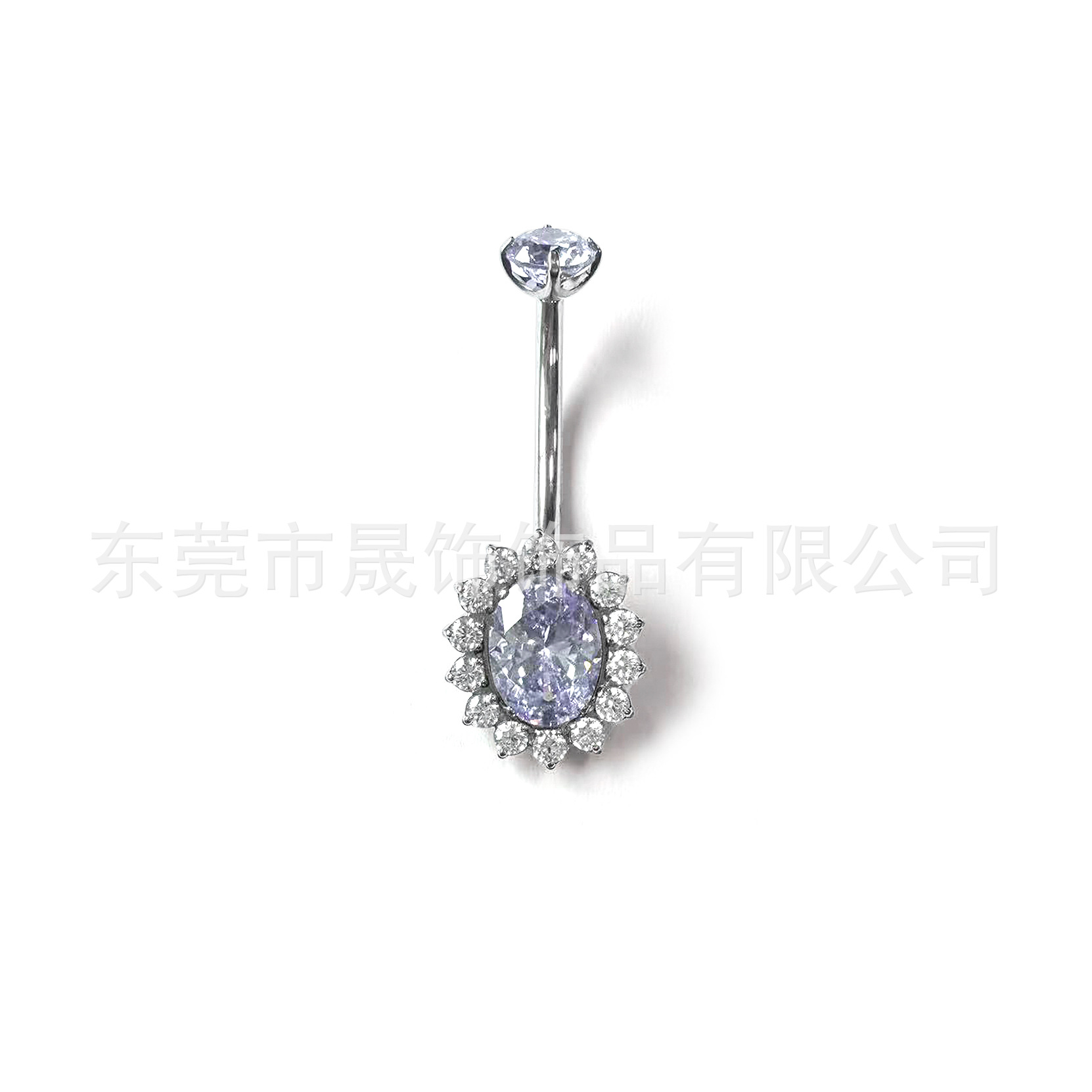 F136 Titanium Navel Ring 太阳 Flower 肚 Navel Ring Studded 5A Cubic Zirconia Navel Ring G23 Implant Grade Titanium Piercing Jewelry 脐饰