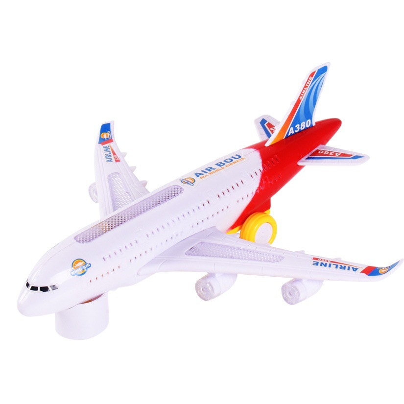 Cross-border children's large electric universal walking aircraft A380 aircraft toy light music model toy