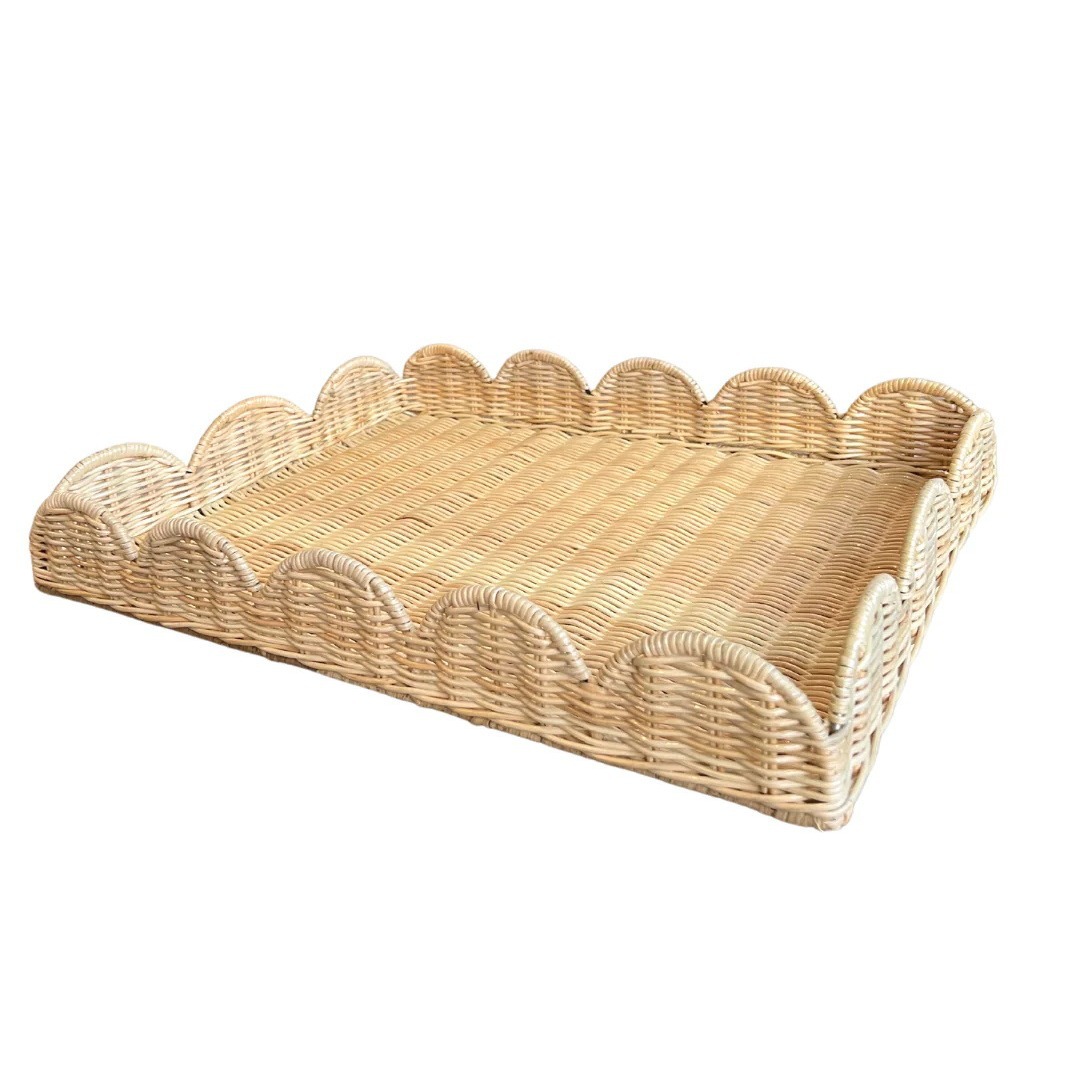 Bandeja de almacenamiento de ratán de jardín ratán natural hogar impermeable y a prueba de moho Almacenamiento de inactividad bandeja de frutas bandeja decorativa