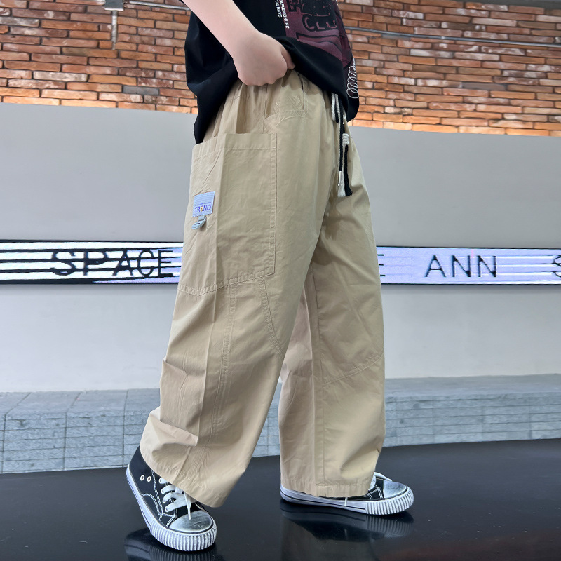 Pi Shuai Pojkar Tunna 2024 Nya Myggsäkra Mellanstorlekar Stora Barn Sommararbetsbyxor Trendiga_voghion.com