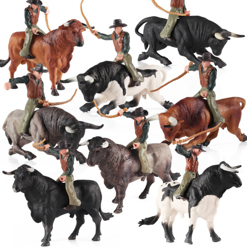 Simulated Spanish Bullfighting Wild Animal Doll Model Set Toy Matador Tamer Ornament Figure