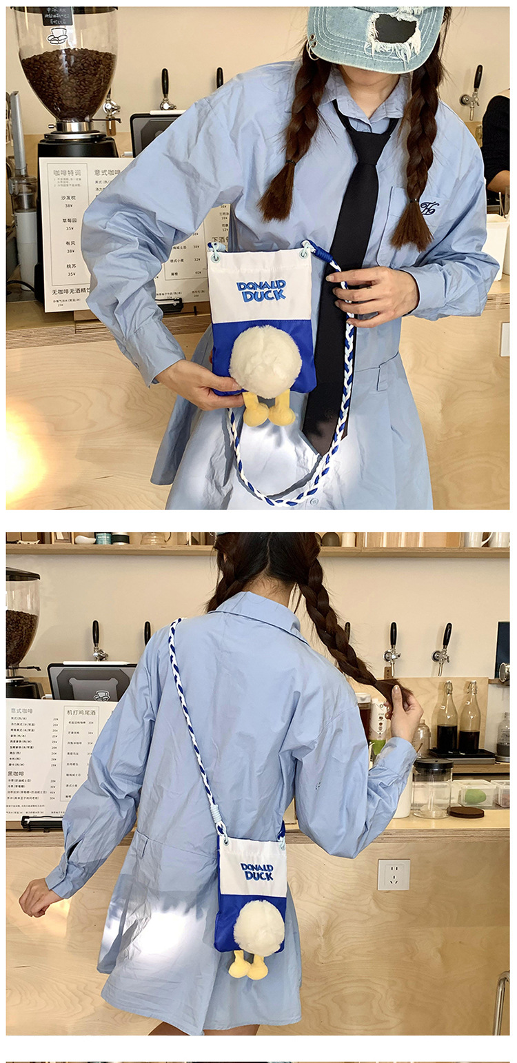 Cute cartoon duck duck bag, mini plush toy duck crossbody bag, casual daily mobile phone bag, makeup bag undefined