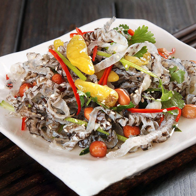 湖南泡椒鱼皮批发开袋即食酒店餐饮冷盘菜小菜私房菜冷冻150g/包|ms