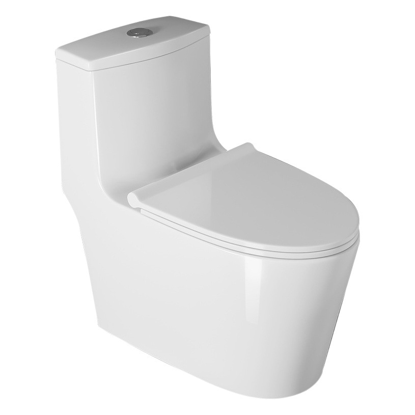 Fabricante de asientos de inodoro, venta al por mayor de artículos sanitarios de Guangdong, inodoro de una pieza con sifón de super remolino, tipo silencioso, con drenaje trasero que ahorra agua
