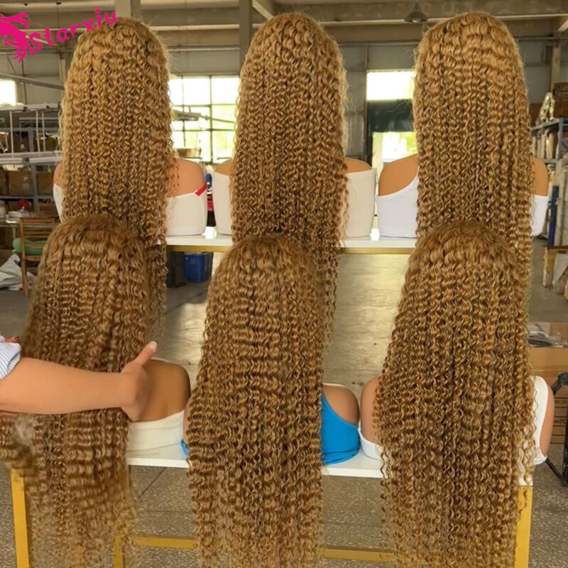 Factory wholesale deep wave curly live wig headgear 4x 4 lace closure wig 27#