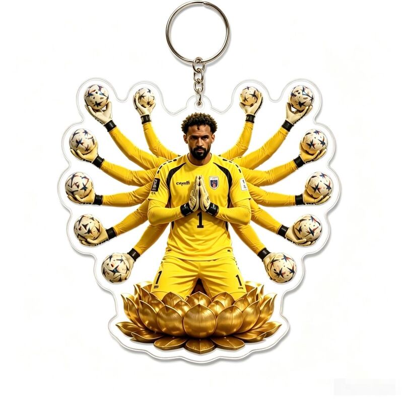 World Cup Cape Verde Goalkeeper Thousand-Hand Keychain Double-Sided High-Definition Acrylic Pendant Creative Football Fan Gift World Cup Cape Verde Goalkeeper Thousand-Hand Keychain Double-Sided High-Definition Acrylic Pendant Creative Football Fan Gift
