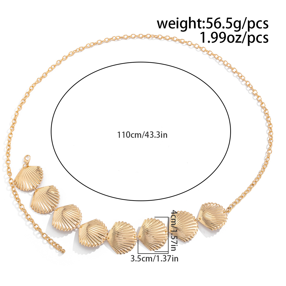 47g Weight Waist Chain Classification 1 Piece Quantity Holiday, Beach Occasion Iron Material Scallop Pattern Summer, Spring Season Women's Gender Casual, Vacation Style Wholesale Jewelry Casual Vacation Scallop Iron Waist Chain 无