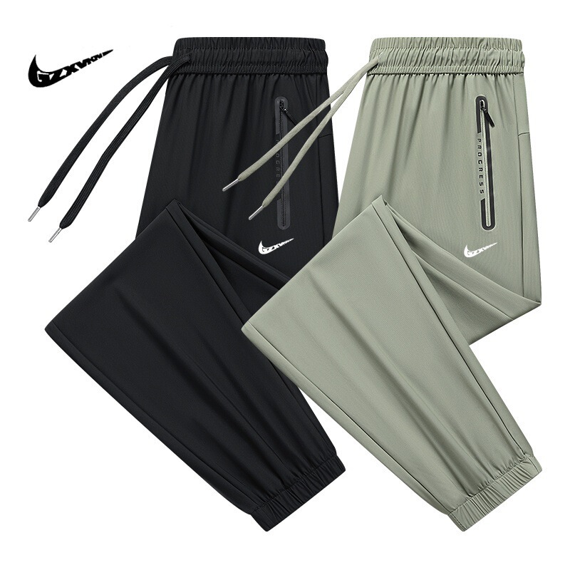 Men's Thin Ice Silk Pants Summer Versatile Jogger Quick-Dry Casual Pants Loose Breathable Stretch Sports Pants for Men