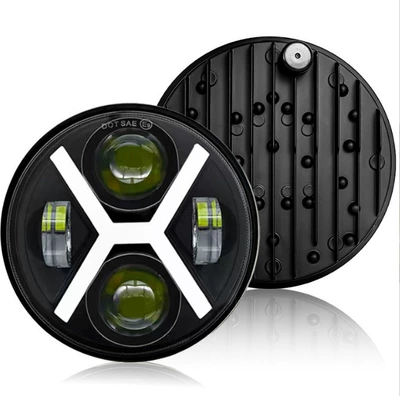 Cross-border LED headlight X-type aperture 5.75inch LED headlight modification for off-road vehicle lights Harley motorcycle headlamp (Motorcycle headlights, headlights) - 575inch-x-type-harley-motorcycle-headlight-modification
