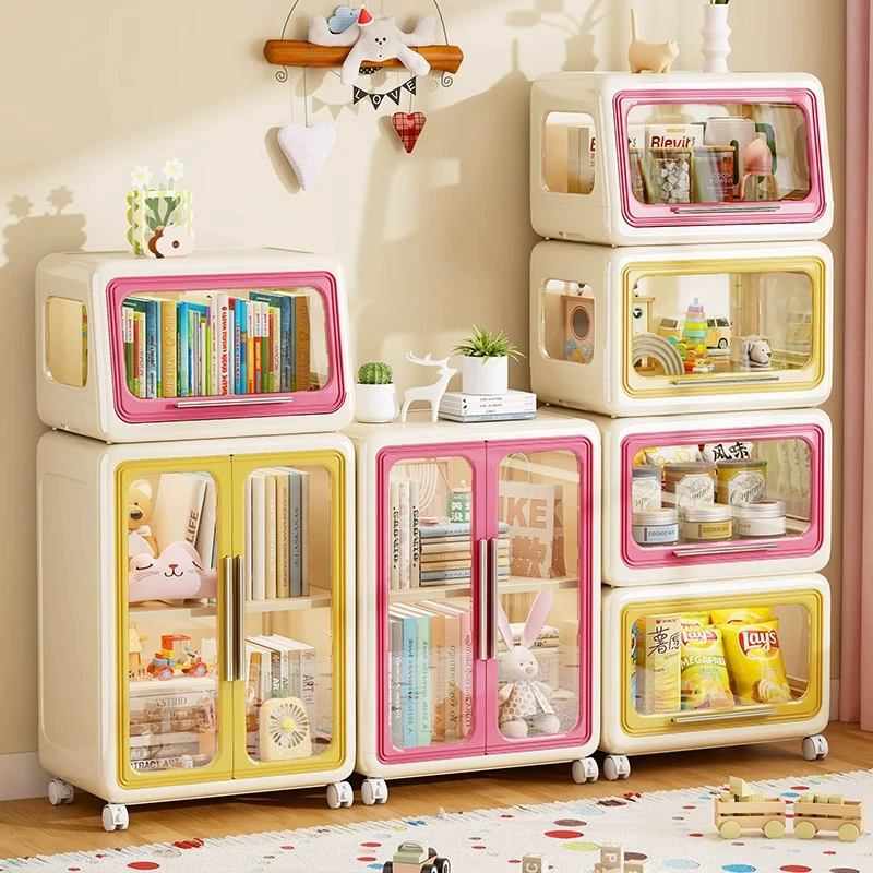Многослойный шкаф для хранения детских игрушек, бытовой стеллаж для хранения книг большой емкости, пластиковый шкаф для хранения мультфильмов