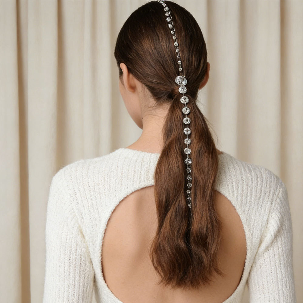 Cross-Border Fashion Design New Product Long Tassel Headpiece Head Chain Internet Celebrity Trendy Hair Accessory Ponytail Hair Chain
