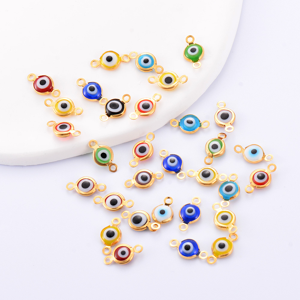 DIY Jewelry Accessories, Bracelets Classification 1 Piece Quantity 1 Piece 304 Stainless Steel PVD Coated Devil's Eye Eye Eye Beads DIY Jewelry Accessories Bracelets