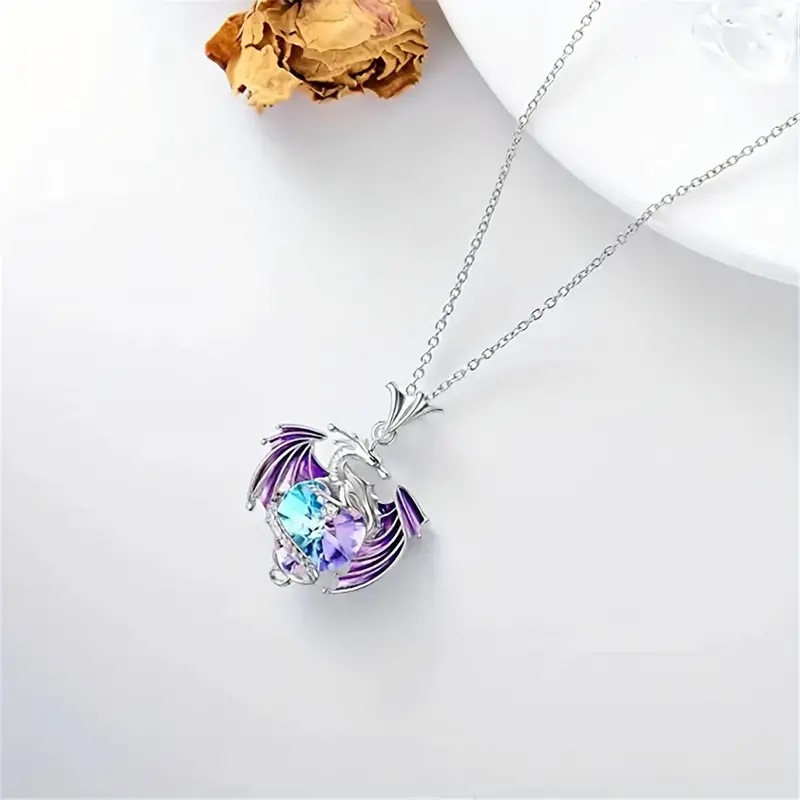 Casual Cartoon Style Heart Shape Dragon Alloy Plating Women's Pendant Necklace display picture 2