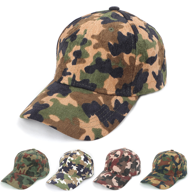 154g Weight Baseball Cap Hats Type Casual, Outdoor Occasion Corduroy Material Camouflage Pattern Men's Basic Camouflage Printing Curved Eaves Baseball Cap