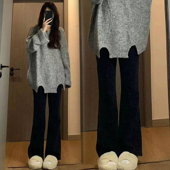 1586# Pregnant Women's Spring and Autumn Small Western Pants Stretch Micro-La Casual Pants Dagging Spring and Autumn Outer Wear Trendy Mom's Abdominal Pants